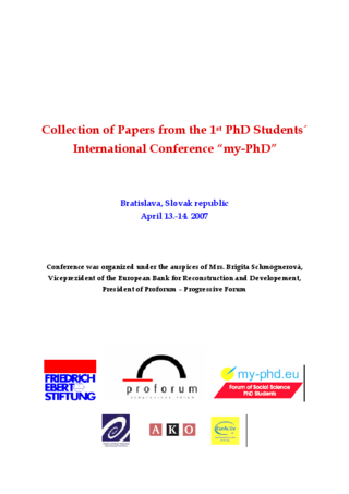 Collection of papers from the 1st PhD Students' International Conference "my-PhD"